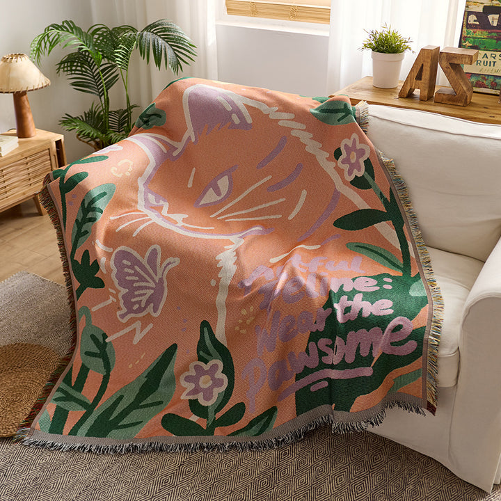 Playful Cat-Themed Throw Blanket