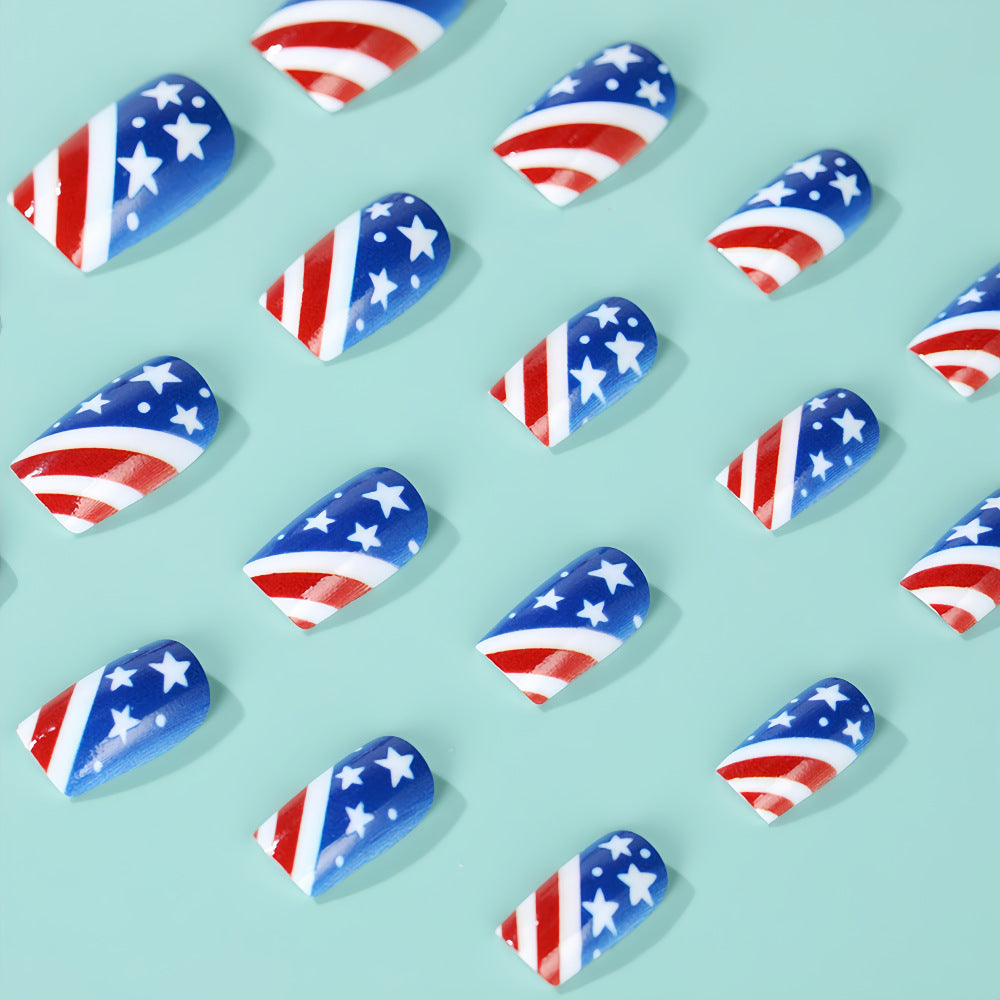 Artificial nails in patriotic stars and stripes design Kalsten