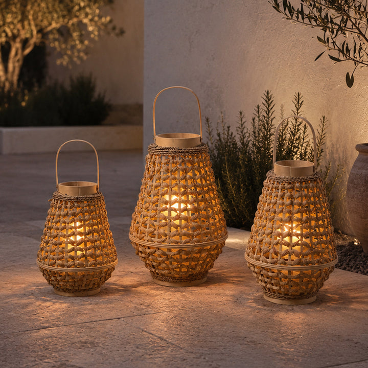 Elegant lantern made of braided rattan Kalsten