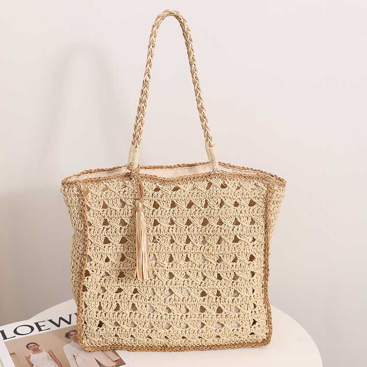 Handmade Macrame Tote Bag with Elegant Tassel Kalsten
