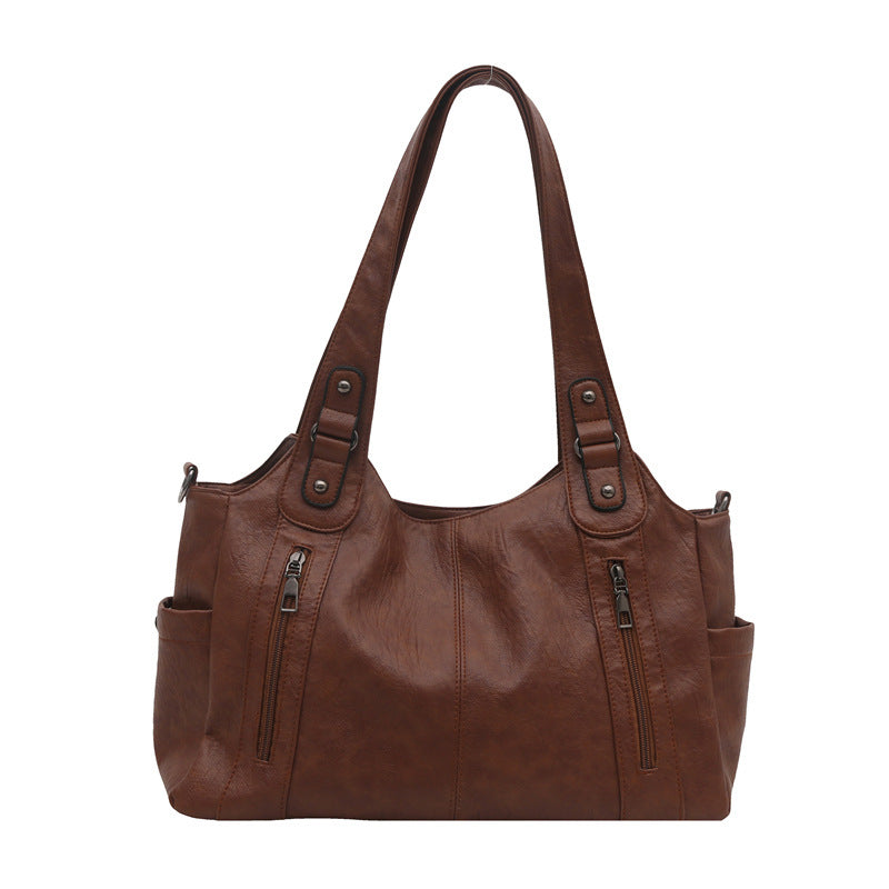 Functional Leather Shoulder Bag