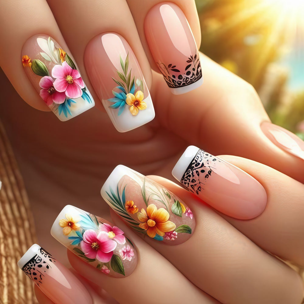 Exquisite artificial nails with floral patterns Kalsten