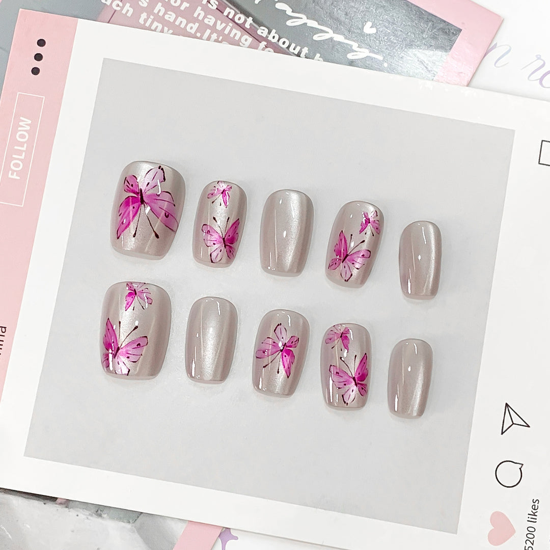 Artistic and elegant artificial nails with butterflies Kalsten