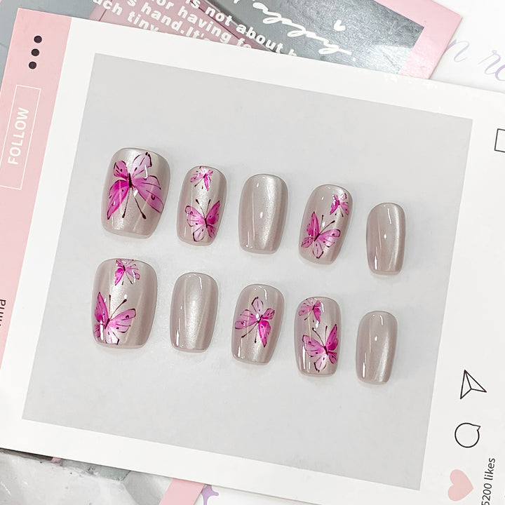 Artistic and elegant artificial nails with butterflies Kalsten