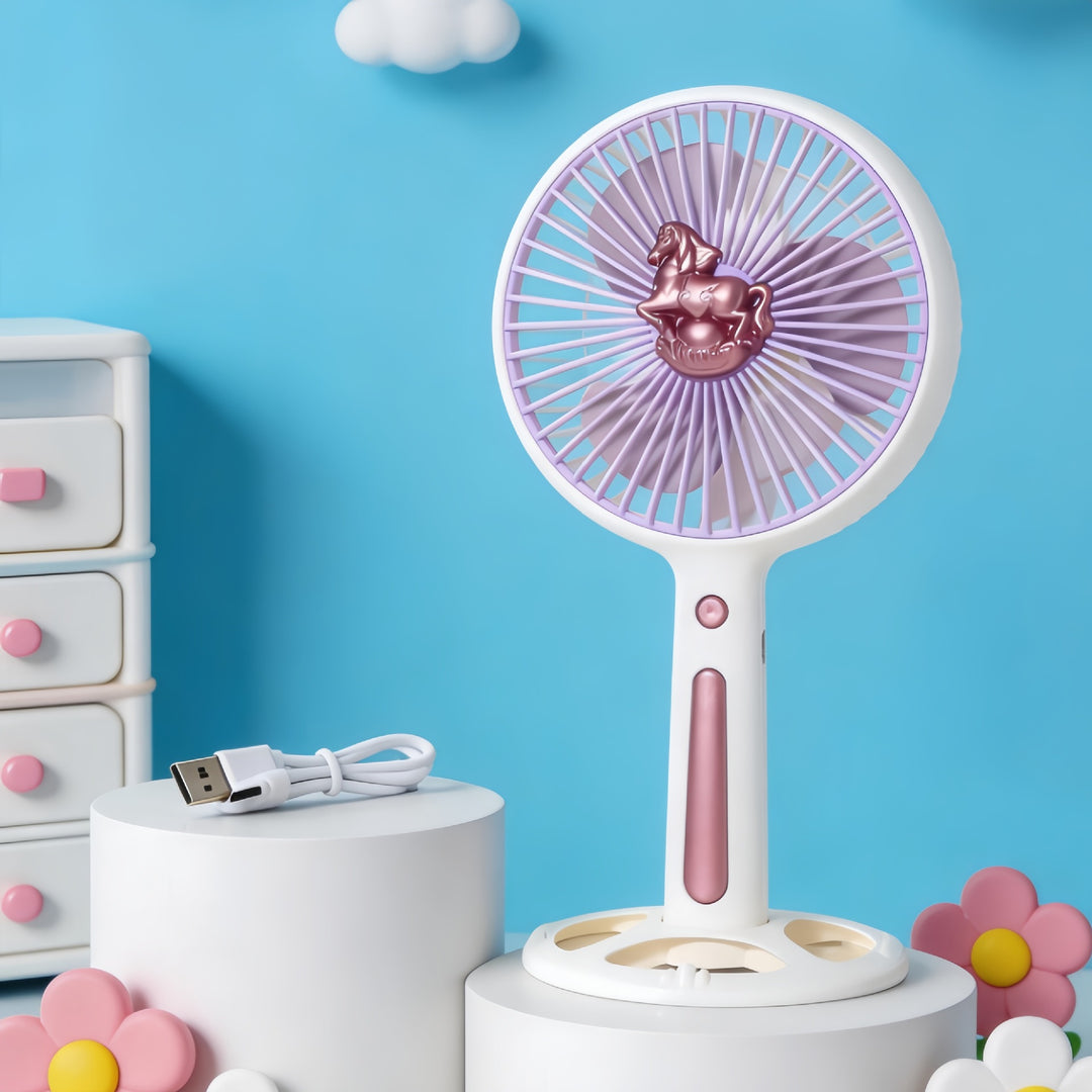 Women's Portable Mini Fan with USB Charging Function and Ergonomic Handle Kalsten