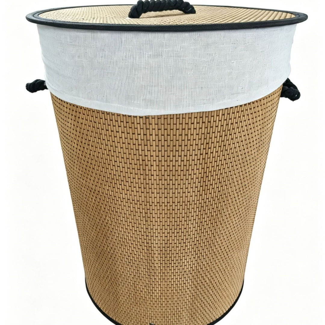 High-quality bamboo laundry container with lid Kalsten