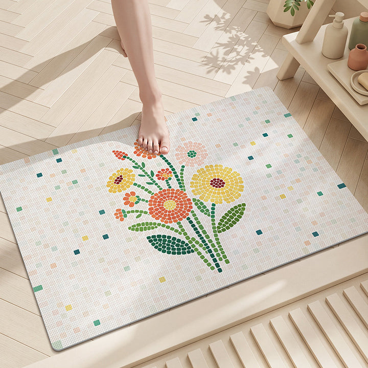 Floral Mosaic Bathroom Mat Kalsten