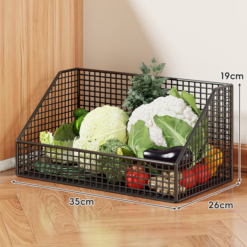 Rolling Mesh Kitchen Storage Cart with Wooden Handles