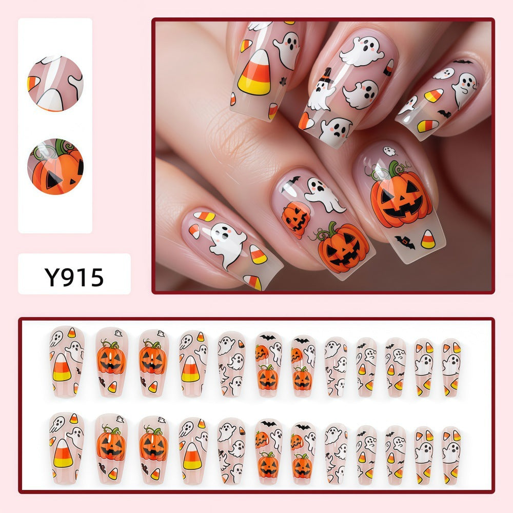 Creative Halloween Art Nails in Ghost and Pumpkin Design Kalsten