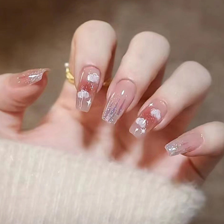Stylish heart and ombre design artificial nails Kalsten