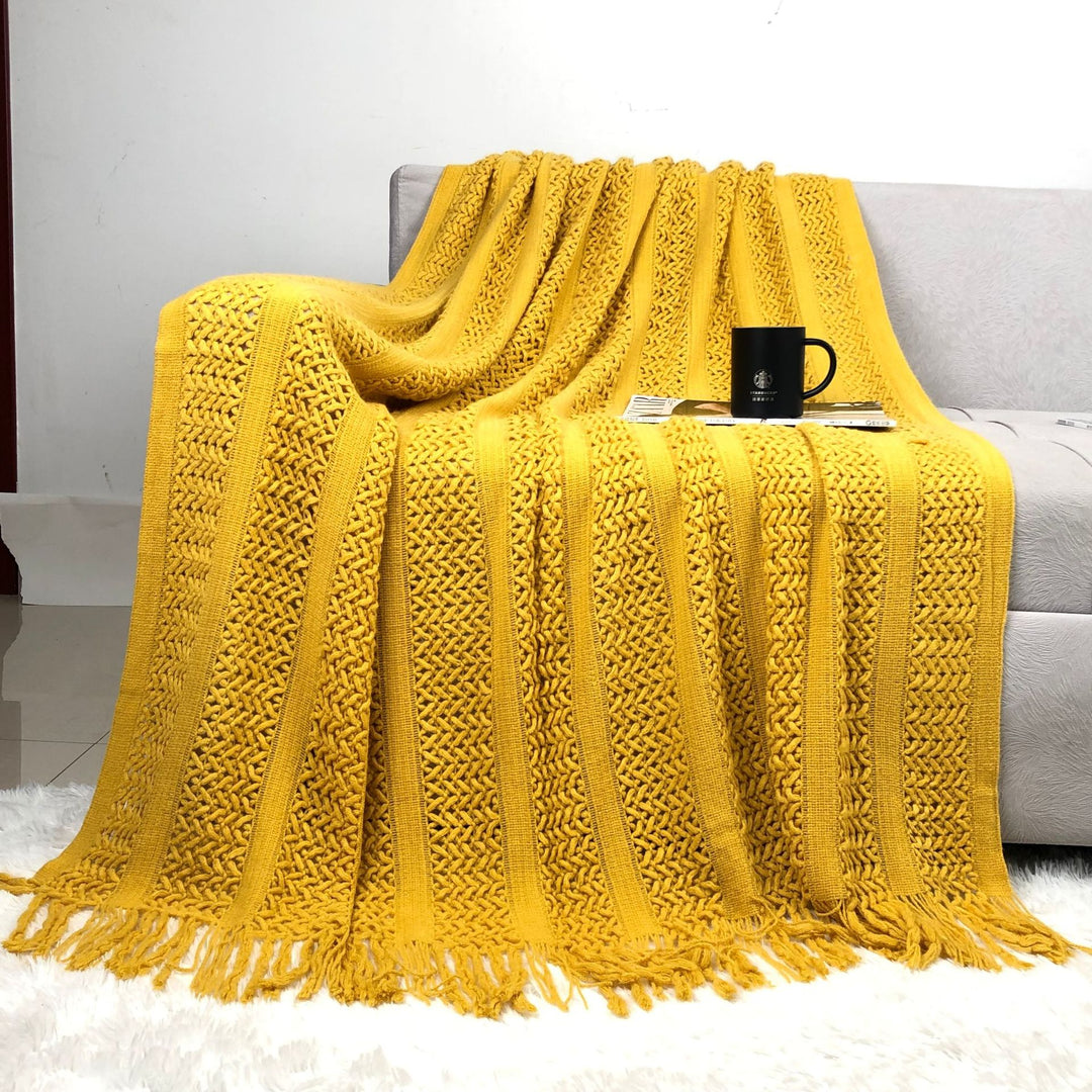 Textured Handwoven Throw Blanket Kalsten