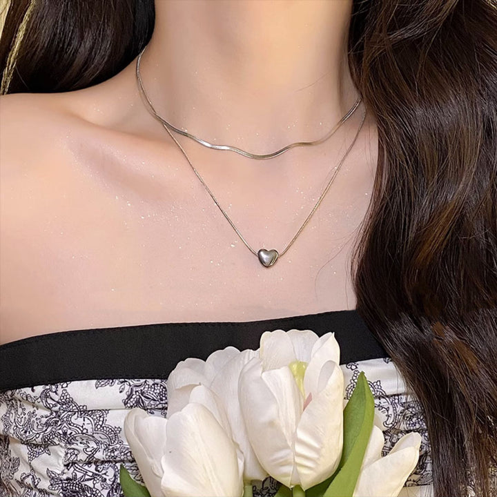 Double Layer Heart Pendant Necklace Kalsten