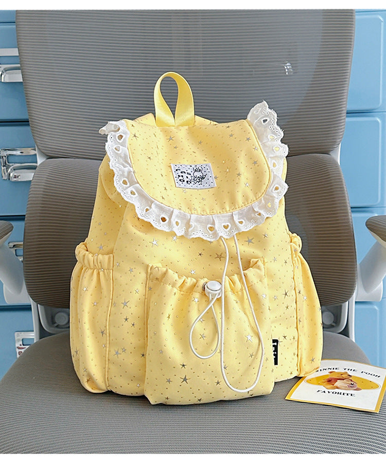 Star Print Ruffled Backpack Kalsten