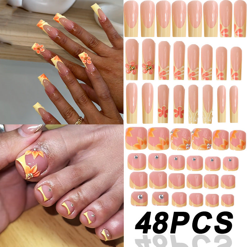 French-Inspired Floral Press-On Nail Set Kalsten