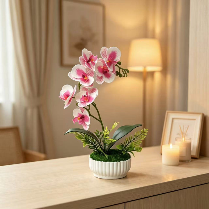 Elegant Faux Orchid Arrangement for Indoor Decor Display
