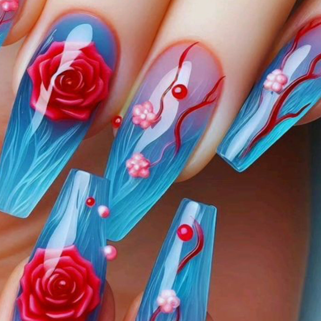 Floral 3D Nail Art Extensions Kalsten