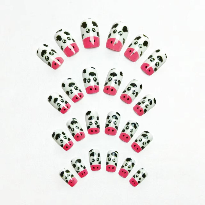 Playful Cow-Themed Nail Art Kalsten