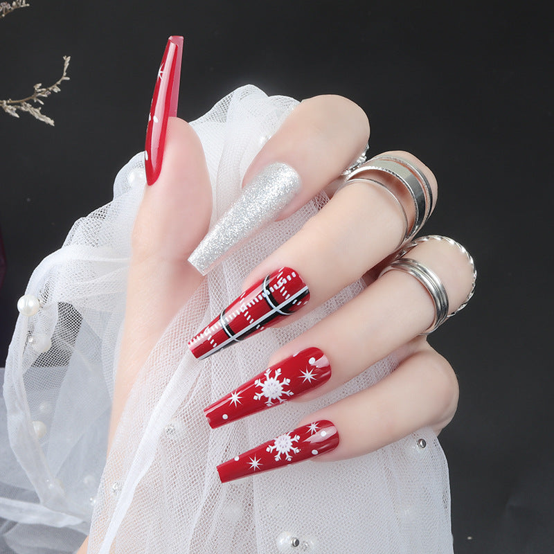 Artistic Press-On Nail Set with Holiday Theme Kalsten