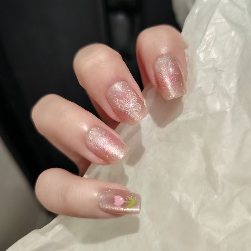 Artistic Floral Nail Design Press-On Tips Kalsten