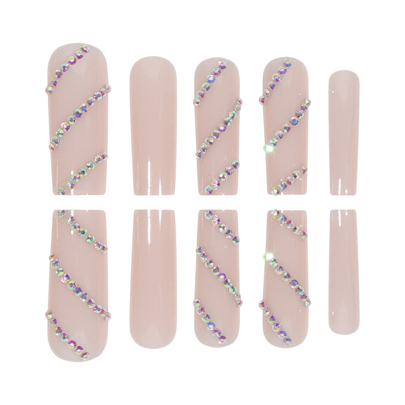 Rhinestone Embellished Long Acrylic Press-On Nails Kalsten