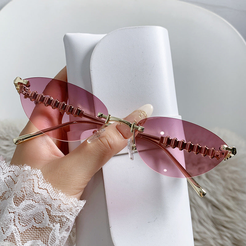 Fashionable Cat-Eye Sunglasses with Decorative Frame