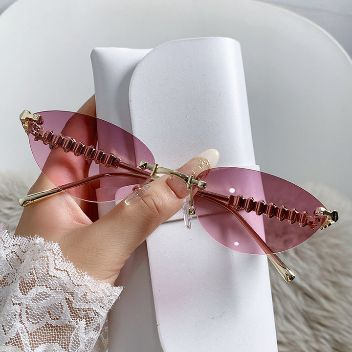 Fashionable Cat-Eye Sunglasses with Decorative Frame