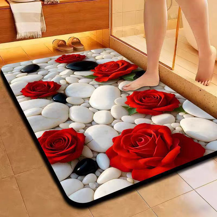 Decorative Floral Pattern Bath Mat Kalsten