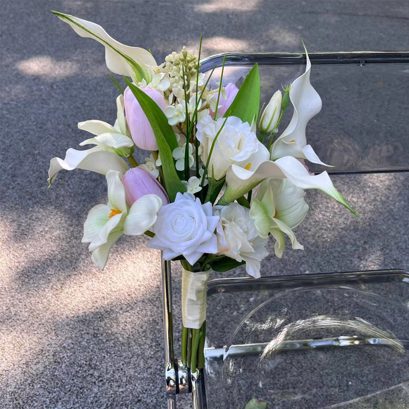 Artificial Flower Bouquet with Tropical Greenery