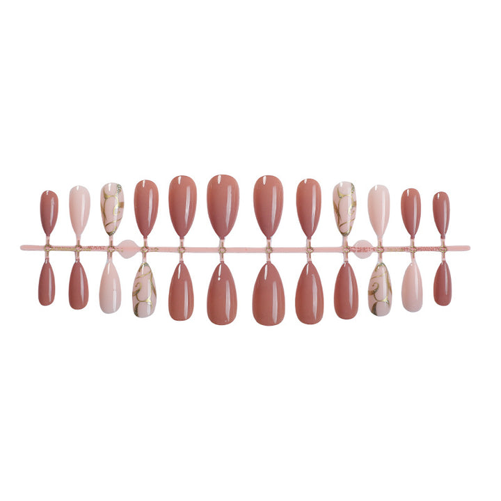 Elegant Press-On Nail Art Set with Floral and Glossy Accents Kalsten