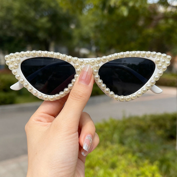 Pearl-Embellished Cat Eye Sunglasses Kalsten