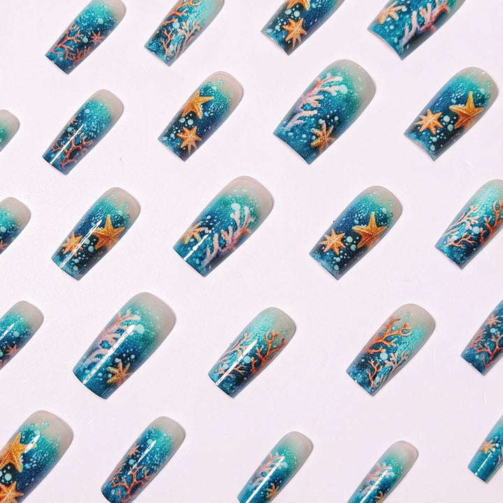 Glittering artificial nails with maritime star motif Kalsten