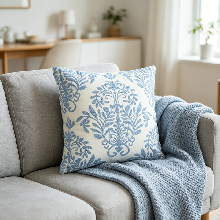 Embroidered Flower Cushion