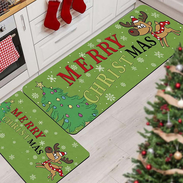 Christmas-Themed Kitchen Mat Set