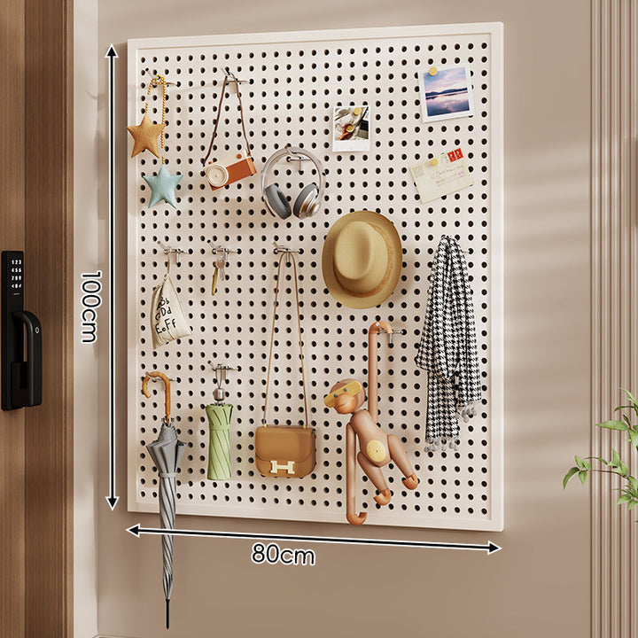 Wall-Mounted Perforated Pegboard Organizer Panel Large Square with Modular Hooks and Accessories