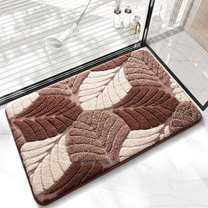 Textured Leaf-Design Bath Mat