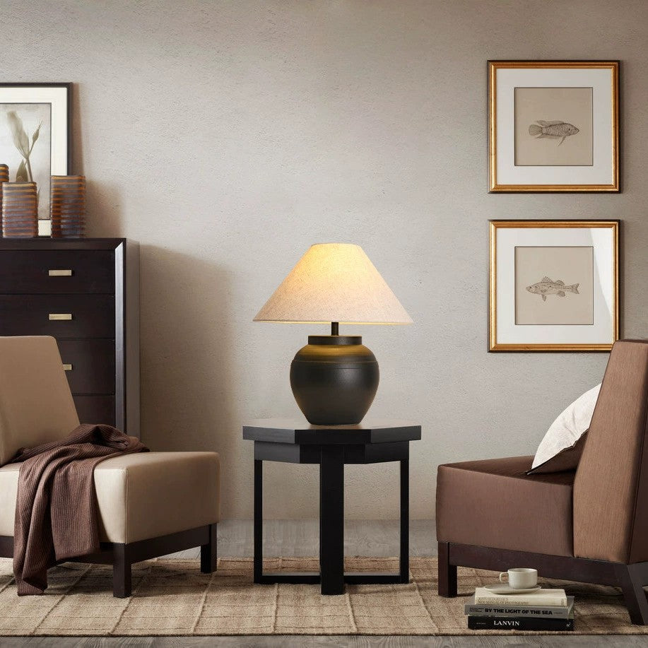 Artistic Table Lamp with Textured Base