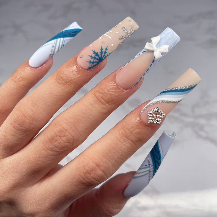 Premium Nail Extensions with Luxurious Winter Design Kalsten
