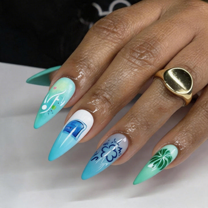 Acrylic Nail Set with Exclusive Drop Design Kalsten