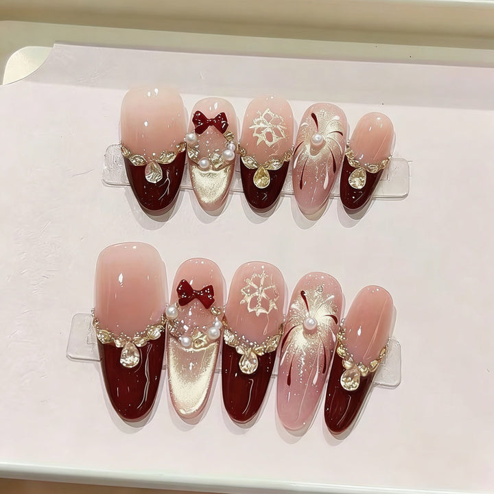 Elegant Floral Press-On Nail Set Kalsten