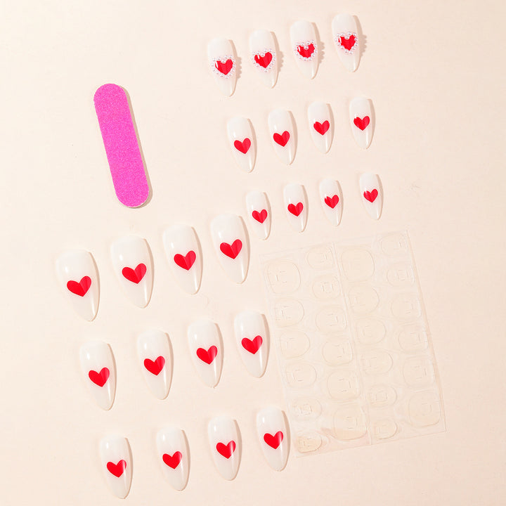 Heart-Accent Stiletto Nail Art Extensions Kalsten
