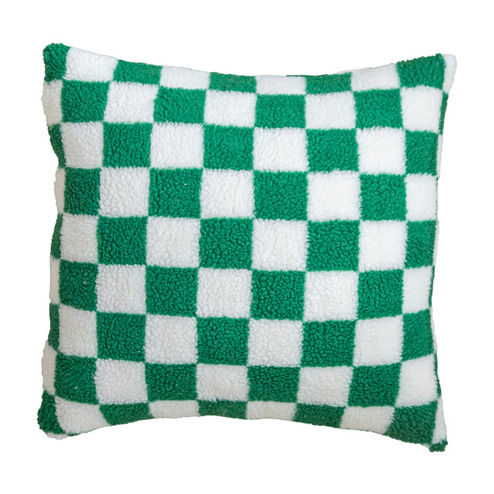 Checked Plush Throw Cushion