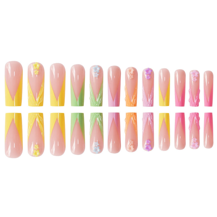 Floral Accent Long Nail Extensions Kalsten