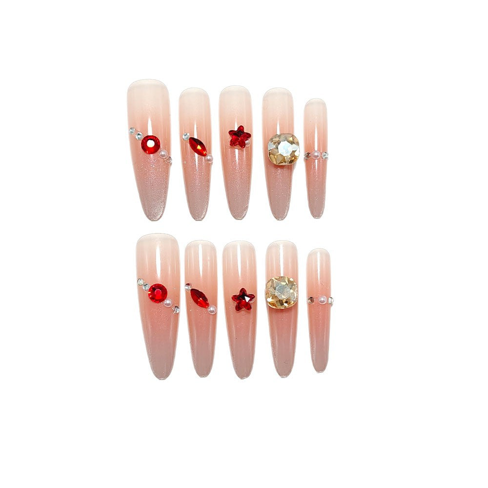 Sparkling artificial nails with decorative rhinestones Kalsten