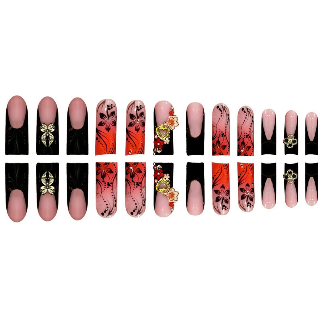 Decorative Floral Design Press-On Nails Kalsten