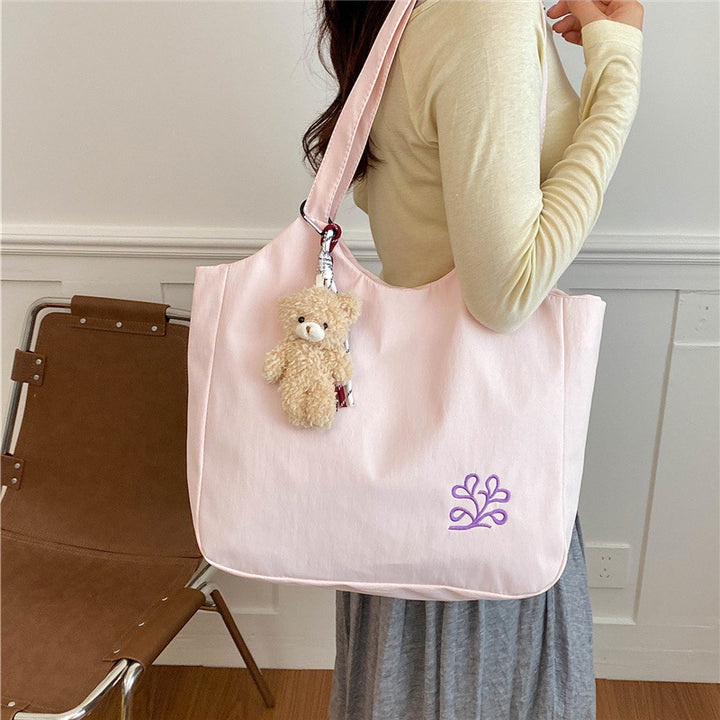 Spacious Embroidered Canvas Tote Bag
