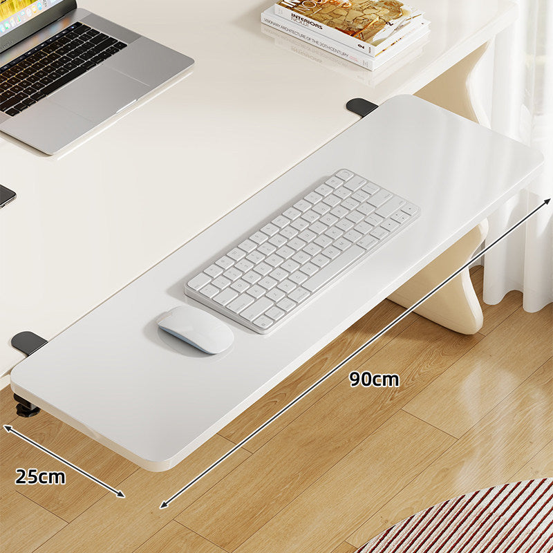 Under-Desk Bamboo Slide-Out Work Surface Clamp-Mounted Keyboard & Mouse Platform
