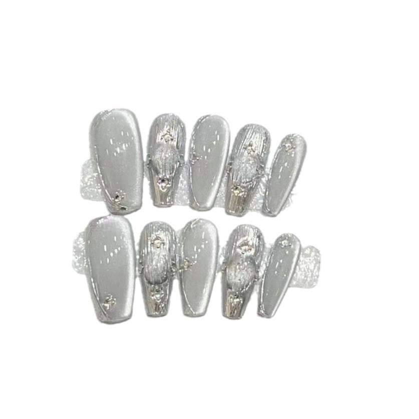 Elegant Press-On Nail Set with Metallic Finish Kalsten