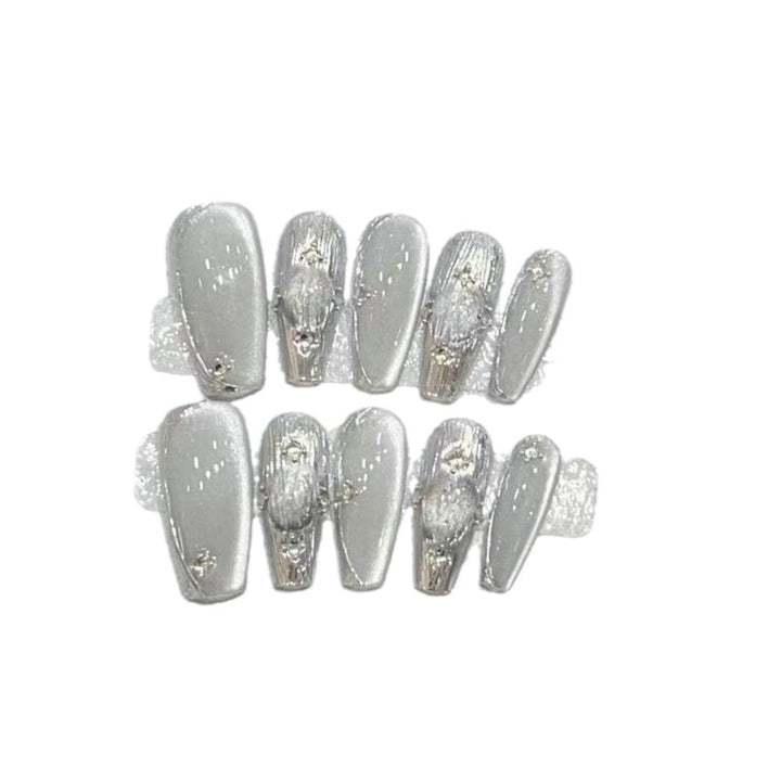 Elegant Press-On Nail Set with Metallic Finish Kalsten