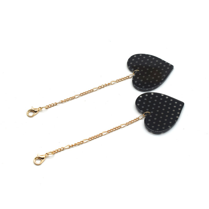Heart-Shaped Dangle Earrings with Golden Chain Kalsten
