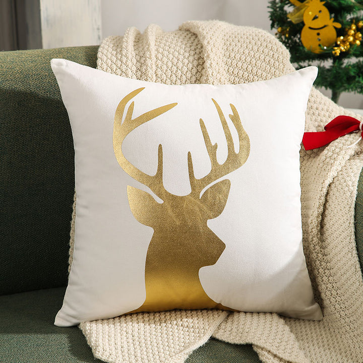 Decorative Holiday Throw Pillow with Deer Silhouette